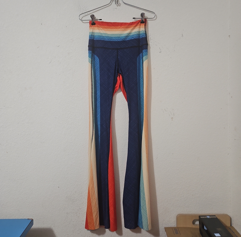 Yoga Democracy Retro Rainbow Original Bell Bottom Flare Leggings - Picture 2 of 8